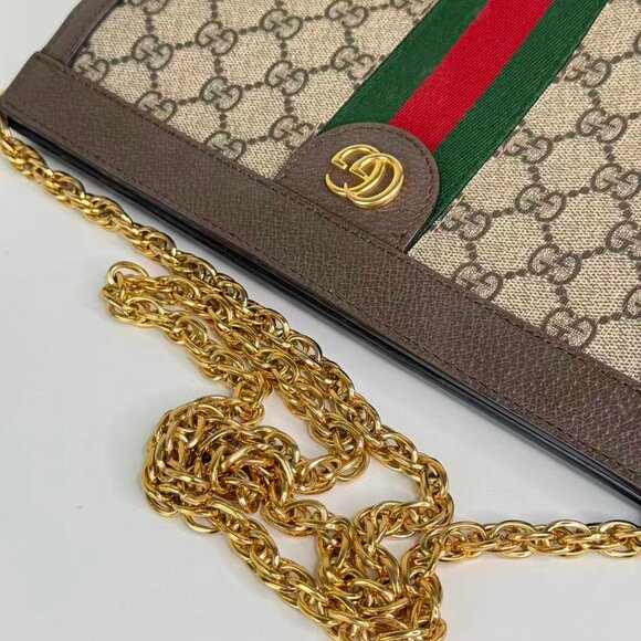 Gucci GG Logo Supreme Medium Ophidia Chain Shoulder Bag - Picture 7 of 9